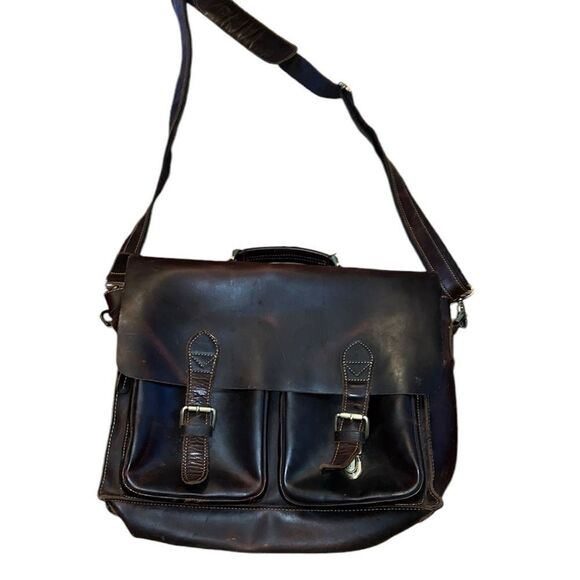 Kattee Brown Leather Briefcase - Picture 1 of 9
